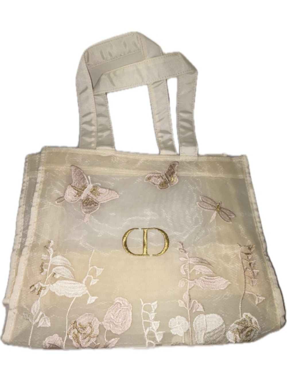 Dior Beauty Floral Embroidered Mesh Tote Bag